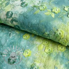 Tessuto di cotone TIE DYE EMBROIDERY Poppy design G