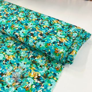 Viscosa RAYON POPLIN Oil painted flowers design B digital print