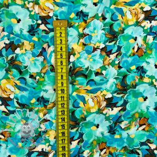 Viscosa RAYON POPLIN Oil painted flowers design B digital print