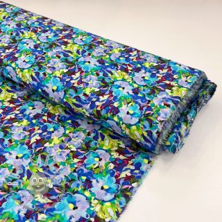 Viscosa RAYON POPLIN Oil painted flowers design C digital print