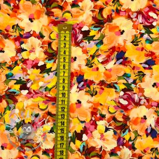 Viscosa RAYON POPLIN Oil painted flowers design A digital print