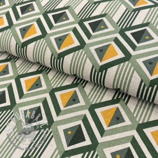 Tessuto decorativo Linenlook Geometric Graphic Diamond soft green