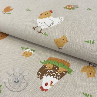 Tessuto decorativo Linenlook Chicken Family Nest
