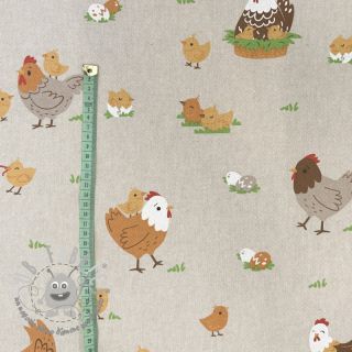 Tessuto decorativo Linenlook Chicken Family Nest