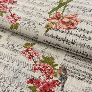 Tessuto decorativo Linenlook Notes and roses