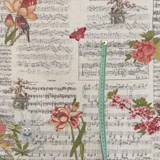Tessuto decorativo Linenlook Notes and roses