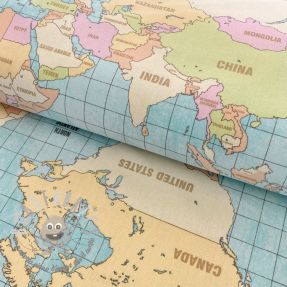Tessuto decorativo premium World map vintage