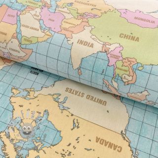 Tessuto decorativo premium World map vintage