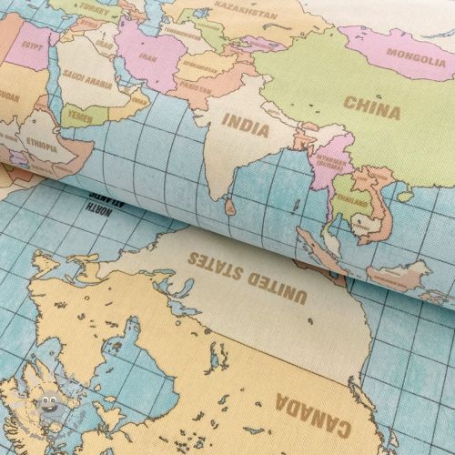 Tessuto decorativo premium World map vintage