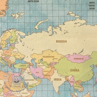 Tessuto decorativo premium World map vintage