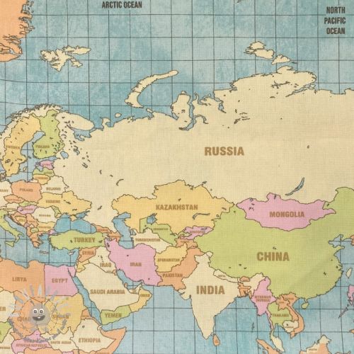 Tessuto decorativo premium World map vintage