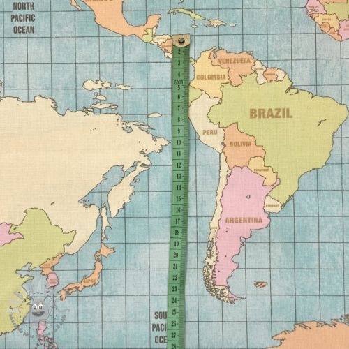 Tessuto decorativo premium World map vintage