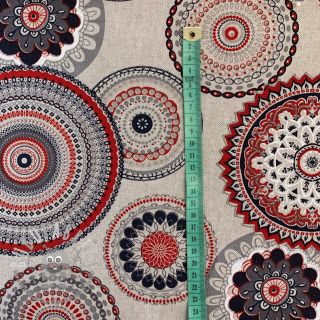 Tessuto decorativo Linenlook Geometric mandala red