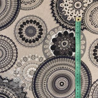 Tessuto decorativo Linenlook Geometric mandala anthracite