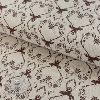 Tessuto decorativo Linenlook Deer heart edelweiss