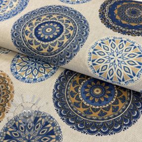 Tessuto decorativo Linenlook Mandala Circle blue