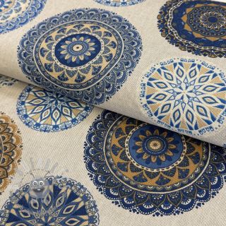 Tessuto decorativo Linenlook Mandala Circle blue