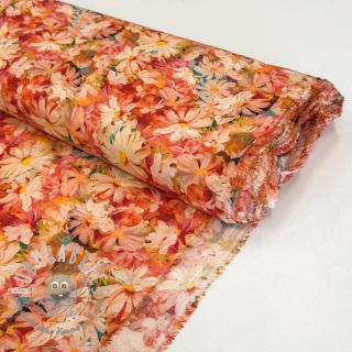 Viscosa RAYON POPLIN Oil painted flowers design F digital print