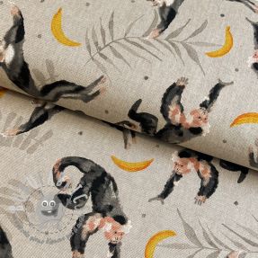 Tessuto decorativo Linenlook Monkey Bananas
