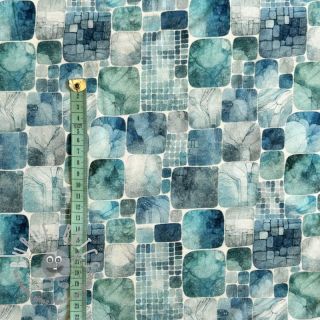 Jersey VISCOSE Blocking petrol digital print