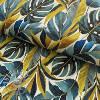 Jersey VISCOSE Rustling leaves yellow digital print