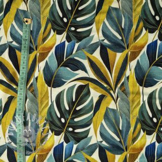 Jersey VISCOSE Rustling leaves yellow digital print