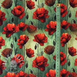 Jersey VISCOSE It's Raining Poppy's green digital print