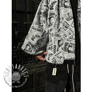 Tessuto decorativo jacquard Neo noir blanc