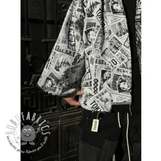 Tessuto decorativo jacquard Neo noir blanc