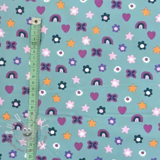 Tessuto di cotone Love light petrol