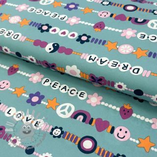 Tessuto di cotone Love dream light petrol