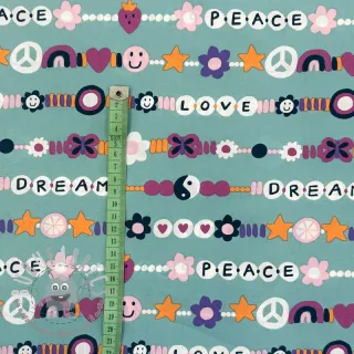 Tessuto di cotone Love dream light petrol