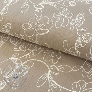 Mussola/Doppia garza EMBROIDERY Climbing flowers beige