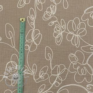 Mussola/Doppia garza EMBROIDERY Climbing flowers beige
