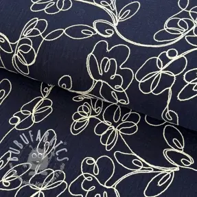 Mussola/Doppia garza EMBROIDERY Climbing flowers navy
