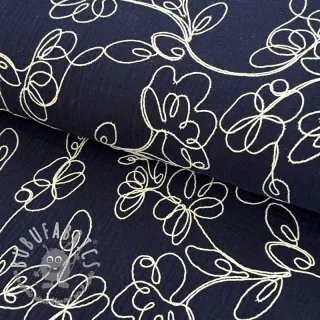 Mussola/Doppia garza EMBROIDERY Climbing flowers navy