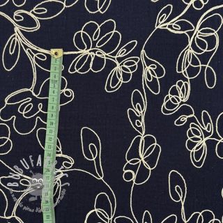Mussola/Doppia garza EMBROIDERY Climbing flowers navy