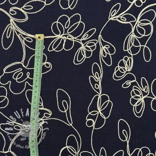 Mussola/Doppia garza EMBROIDERY Climbing flowers navy
