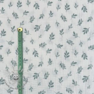 Mussola/Doppia garza Leaves in the wind sage digital print