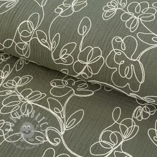 Mussola/Doppia garza EMBROIDERY Climbing flowers pickle