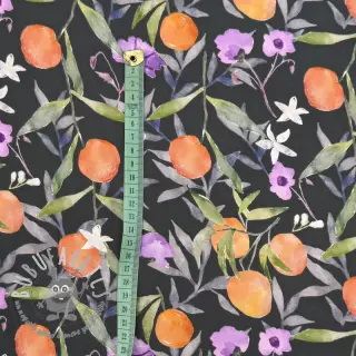 Viscosa SATIN Leaves and oranges digital print