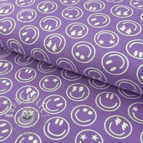 Jersey Happy faces lavender digital print