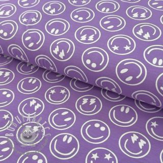 Jersey Happy faces lavender digital print