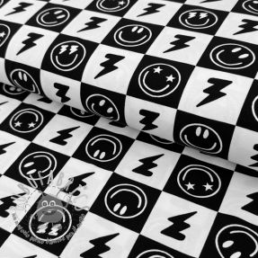 Jersey Happy faces square black digital print