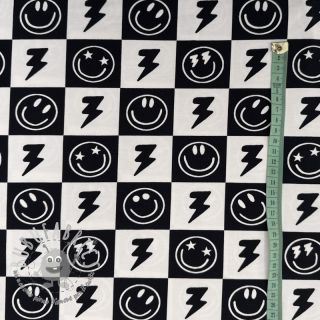 Jersey Happy faces square black digital print