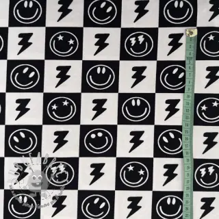 Jersey Happy faces square black digital print