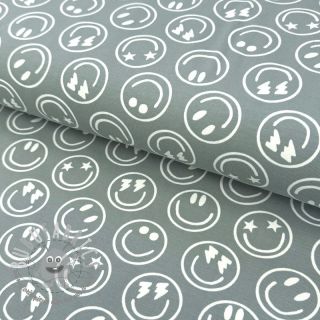Jersey Happy faces sage digital print