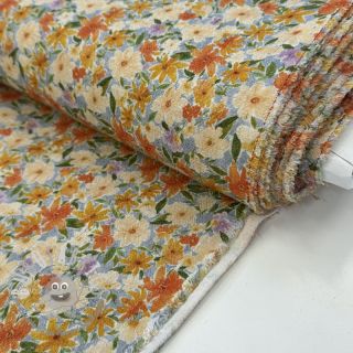 Viscosa con lino CREPE Flowers yellow digital print