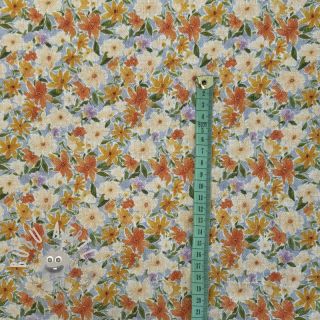Viscosa con lino CREPE Flowers yellow digital print