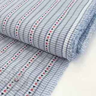Tessuto di cotone JACQUARD Hearts light blue